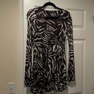 Zara zebra print mini dress with balloon sleeves